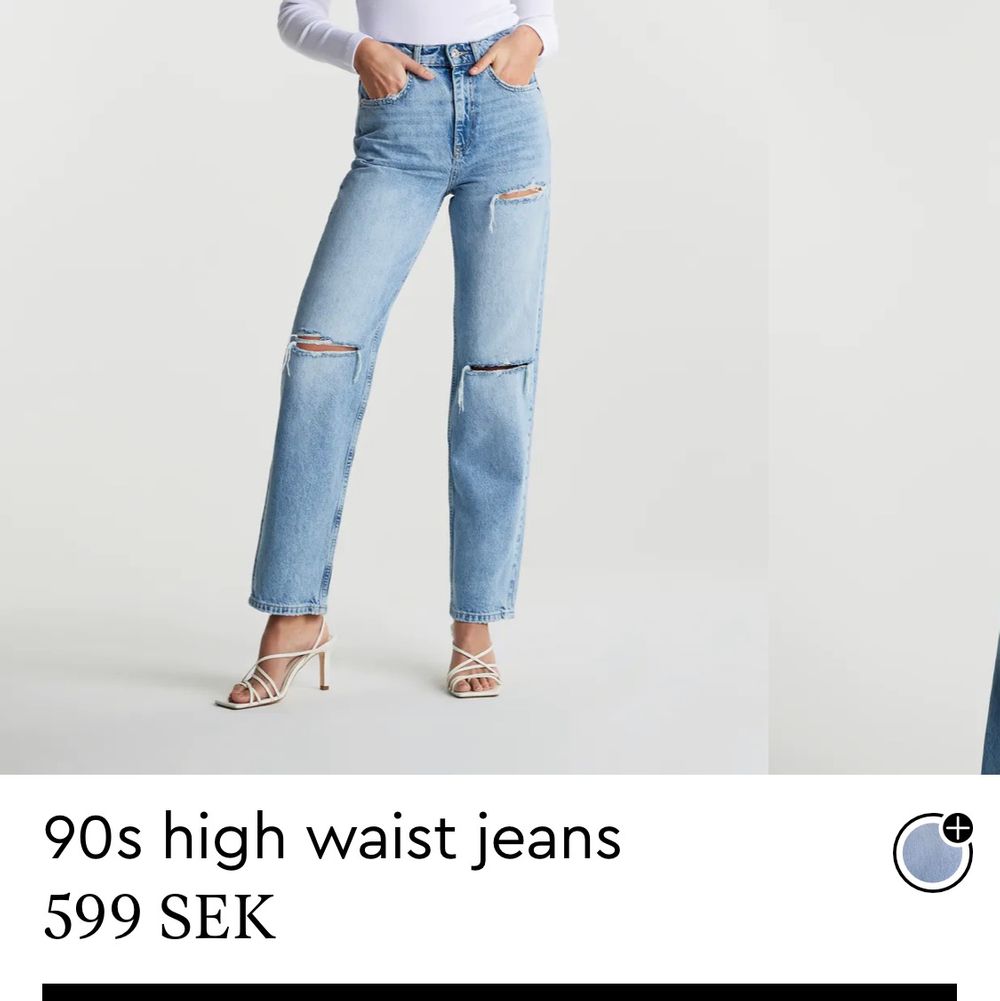 Säljer dessa jeans från Gina i storlek 32, passar 34 oxå. Använda 1 gång så i jättefint skick. Säljer för  350 kr, och nypris är 599. Modellen heter 90’s high waist jeans.🥰🥰. Jeans & Byxor.