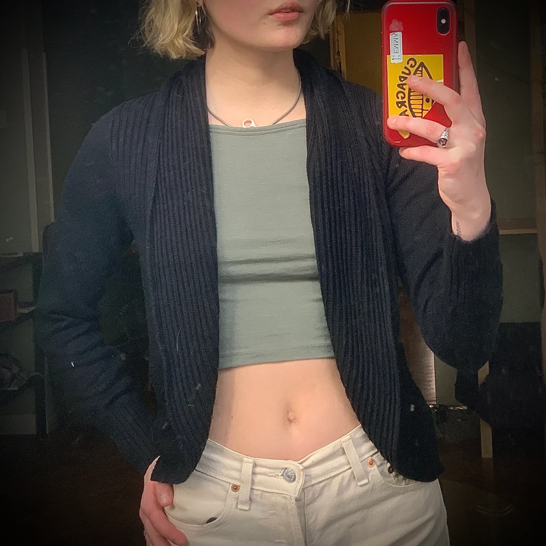 Svart stickad kofta strl S