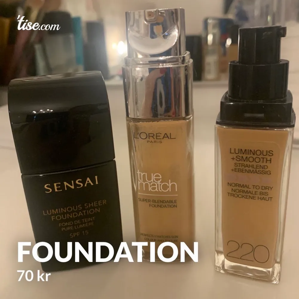 Sensai foundation testad 200:- Loreal foundation testad 70:-  Fit me testad 70:-. Övrigt.