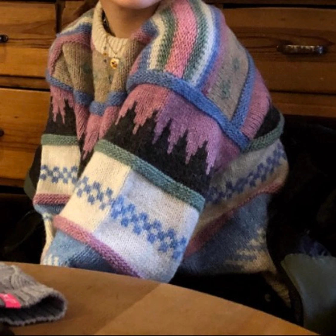 Mönstrad stickad tröja - 90