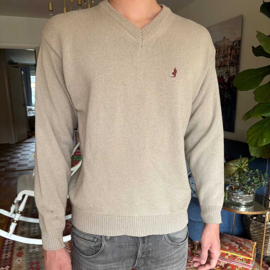 Beige stickad tröja Marlboro Classics