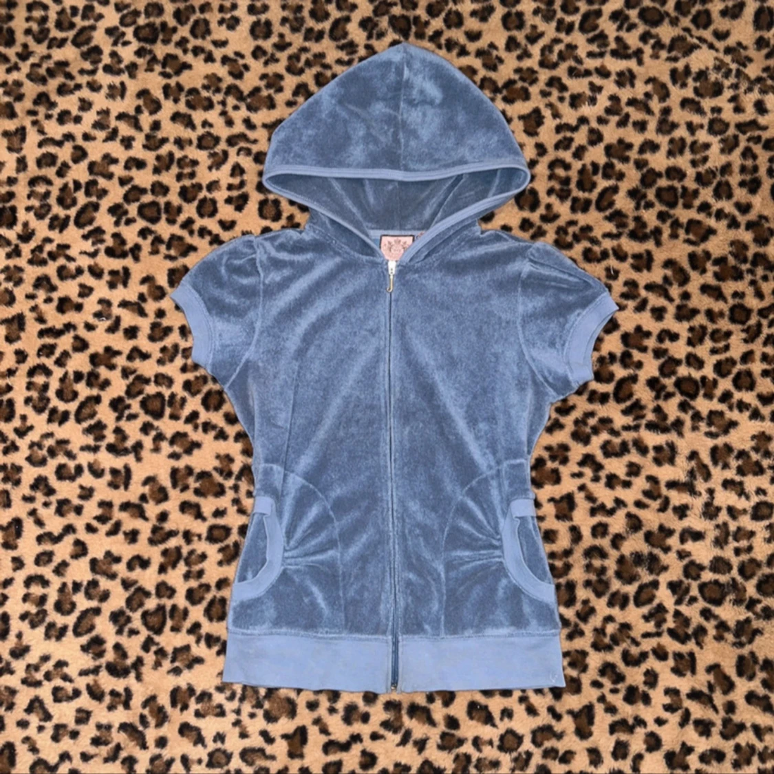 Blå velour hoodie Juicy Couture S
