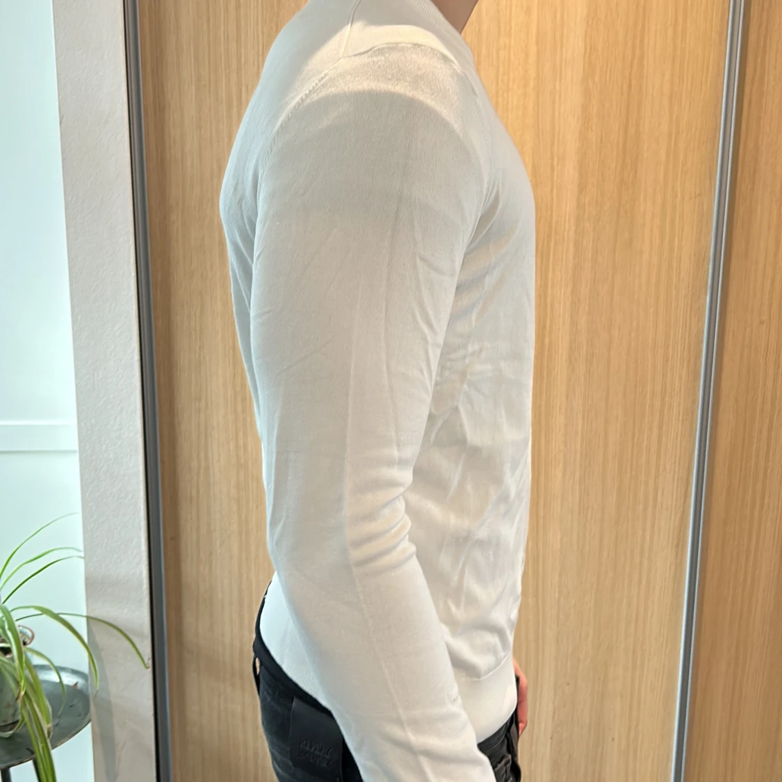 Vit långärmad tröja från HM i bomull - 1