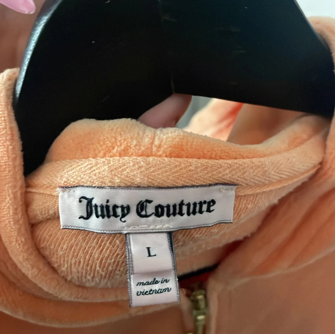 Juicy Couture peach velour hoodie L - 2