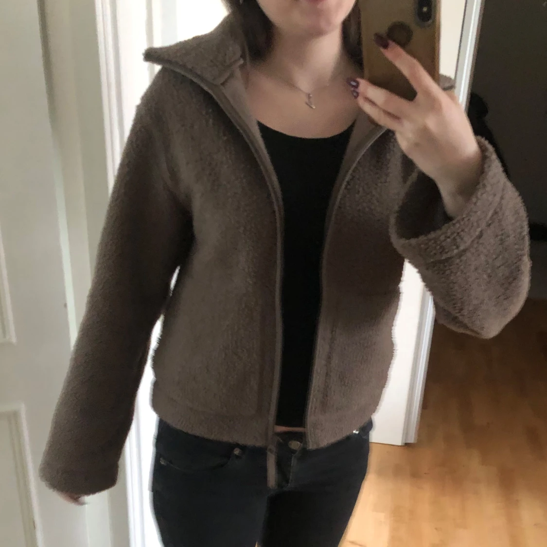 Brun teddyjacka från H&M - 1