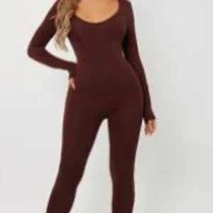 Mörkbrun långärmad jumpsuit - Säljer en mörkbrun, tight och långärmad jumpsuit med rundad urringning.  Materialet är stretchigt och sitter snyggt på kroppen. Slut på shein men den är oanvänd, jag passar int ei färgen it min stil men glömde returnera