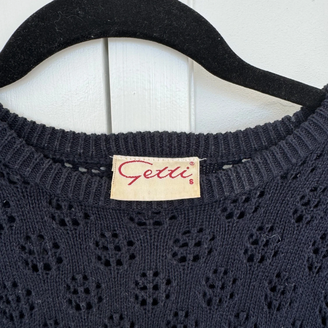 Mörkblå stickad croppad topp - 4