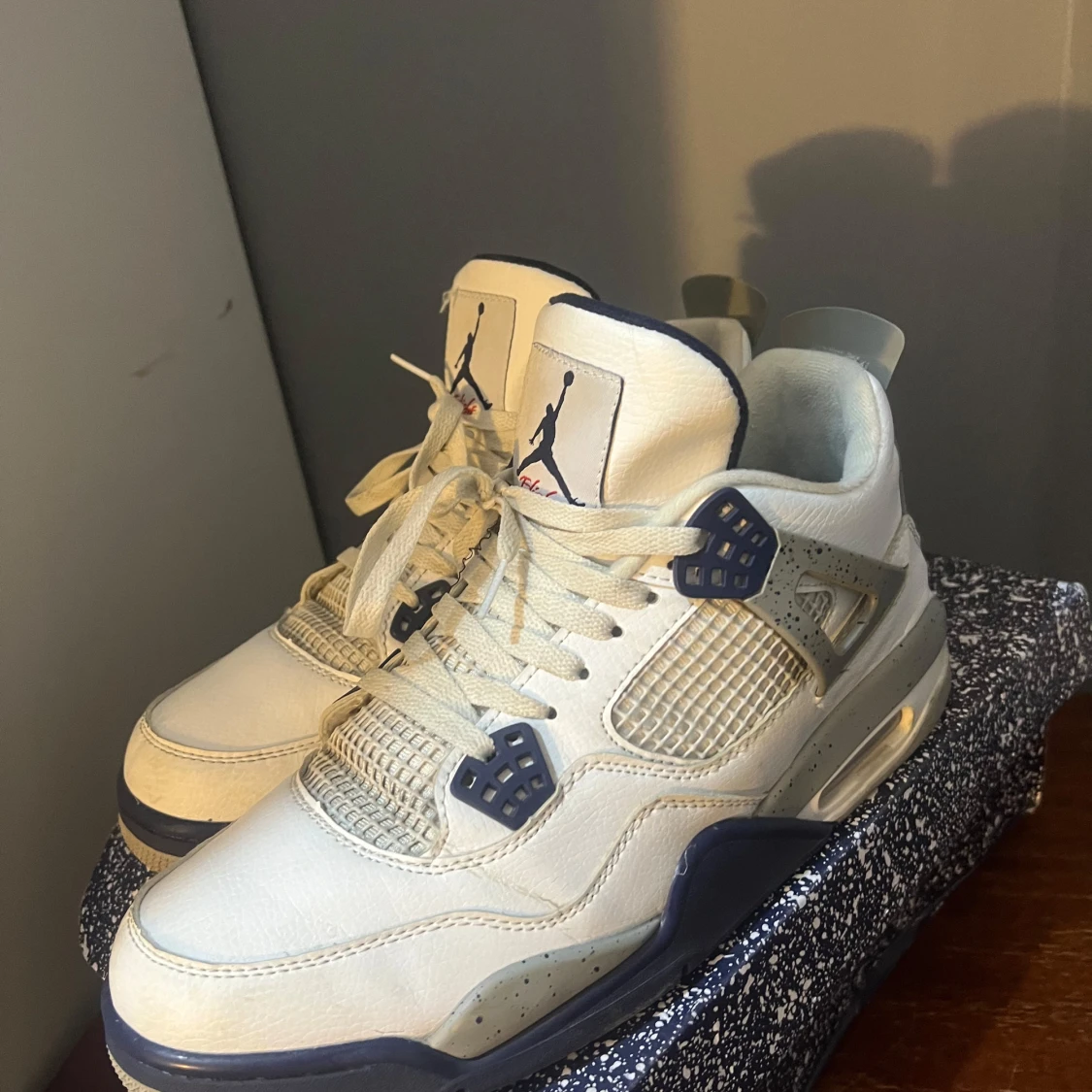 Nike Air Jordan 4 Retro Vit/Blå - 3