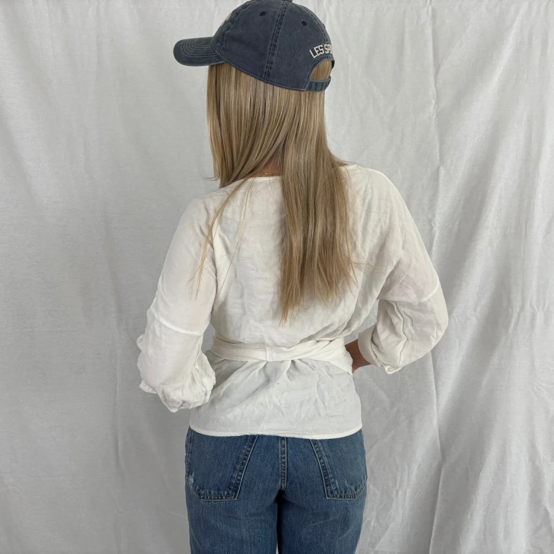 Vit omlottblus i linne - 1