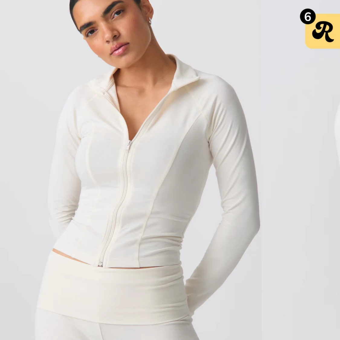 Vit långärmad tröja / jacka med dragkedja