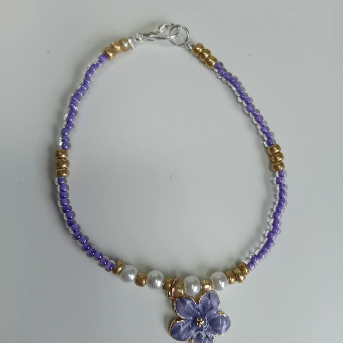 Handgjort armband berlock blomma - 1