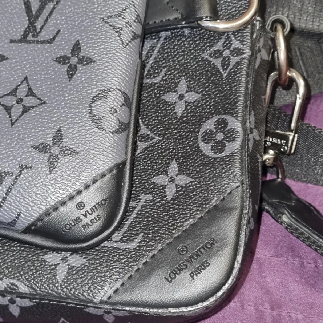 [Äkta]Louis Vuitton svart messanger triobag - 2