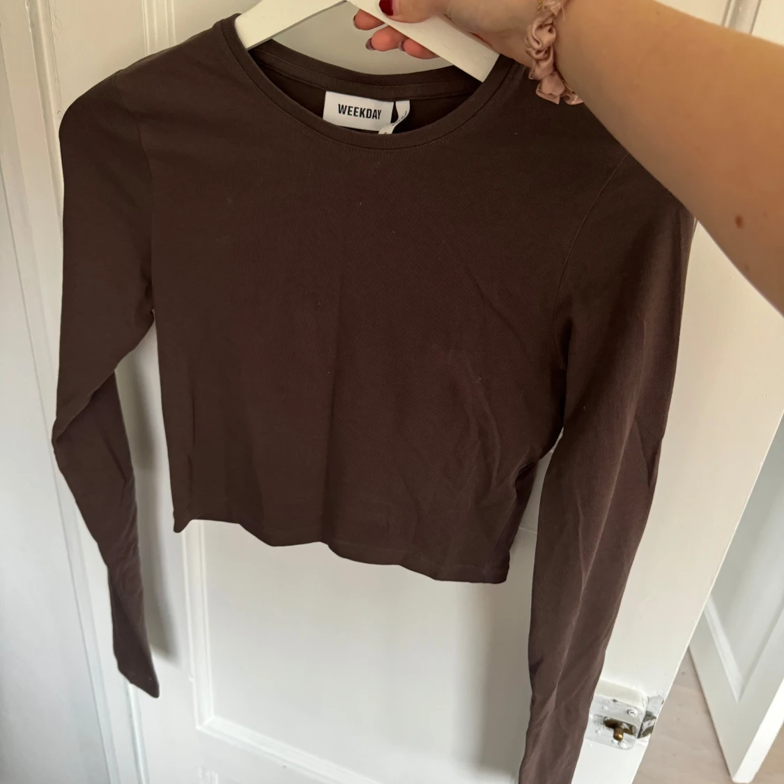 Brun croppad långärmad topp - 2