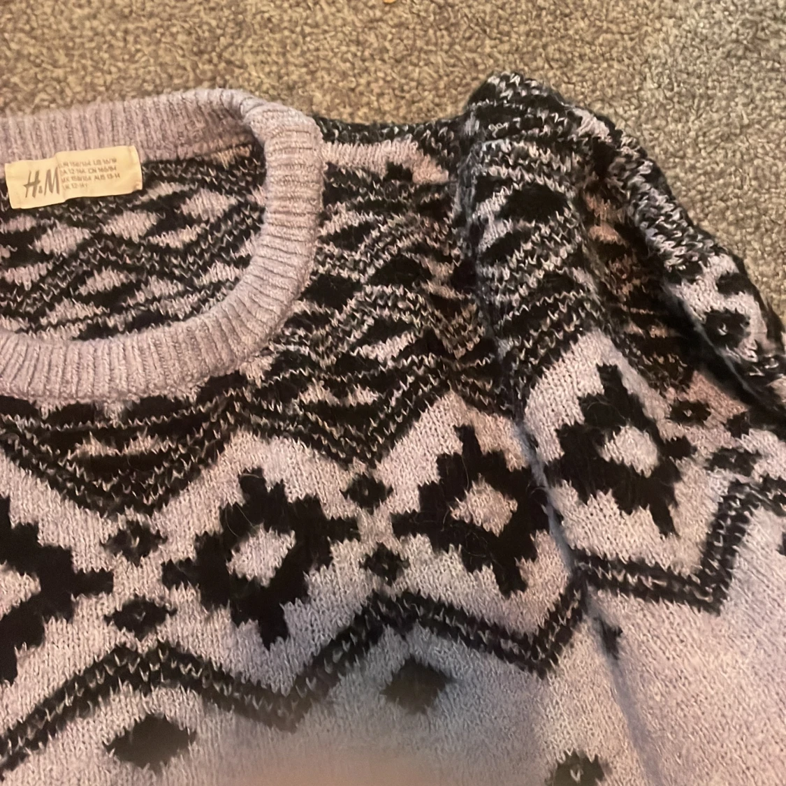 Ljuslila stickad tröja med mönster h&M - 1