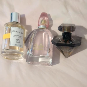 Tre parfymer: Berdoues, Franck Olivier och La Nuit Trésor - Två nya parfymer som inte kom till användning + Lancome La Nuit Trésor med ca 35% kvar. Den först luktar vaniljglass 🍦 den andra hallon/blommor 🌸