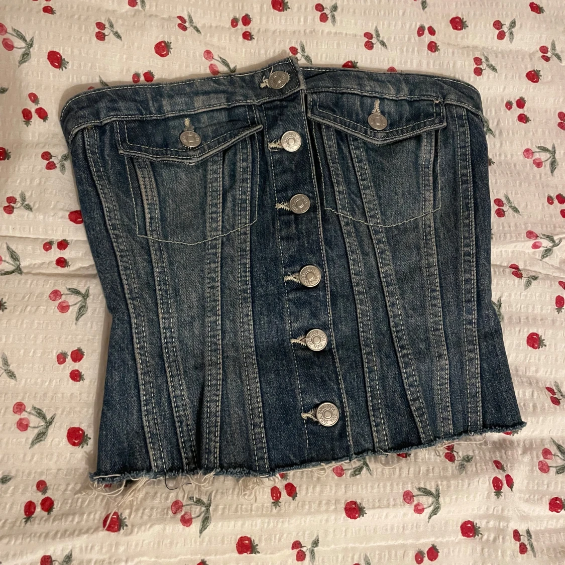 Jeans korsett-topp med knappar