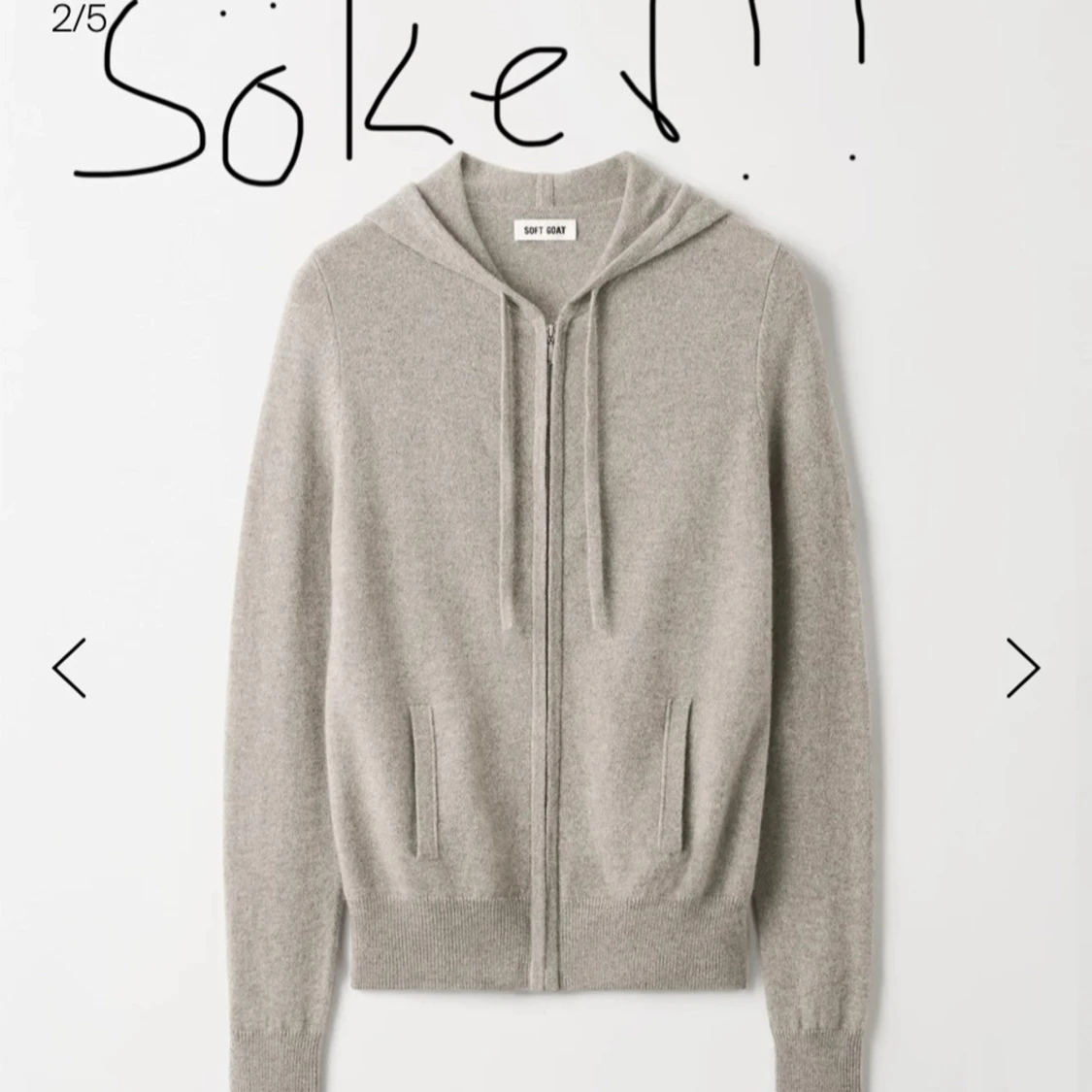 Beige stickad hoodie med dragkedja