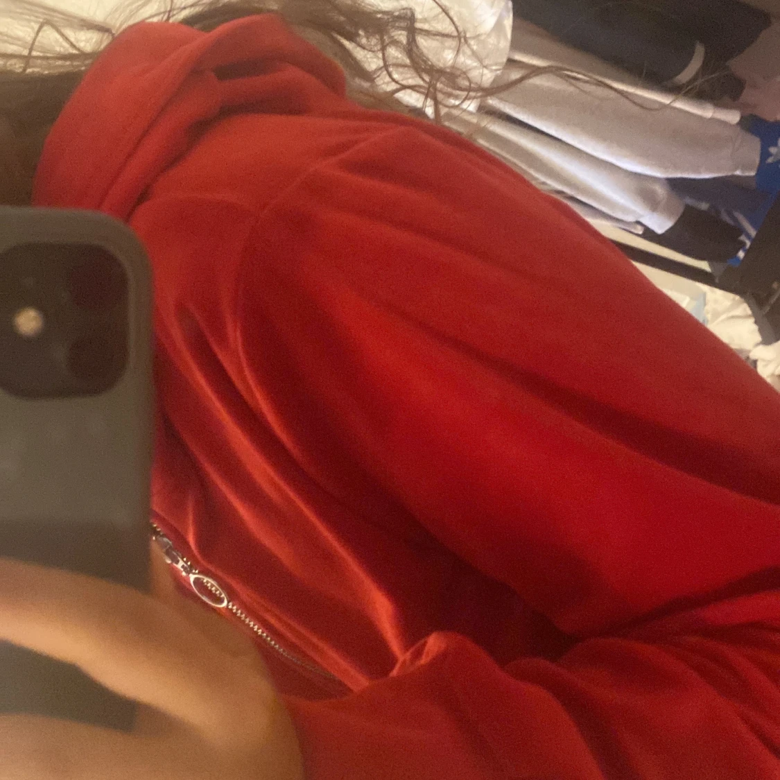 Röda fleece täckbyxor med snörning - 4