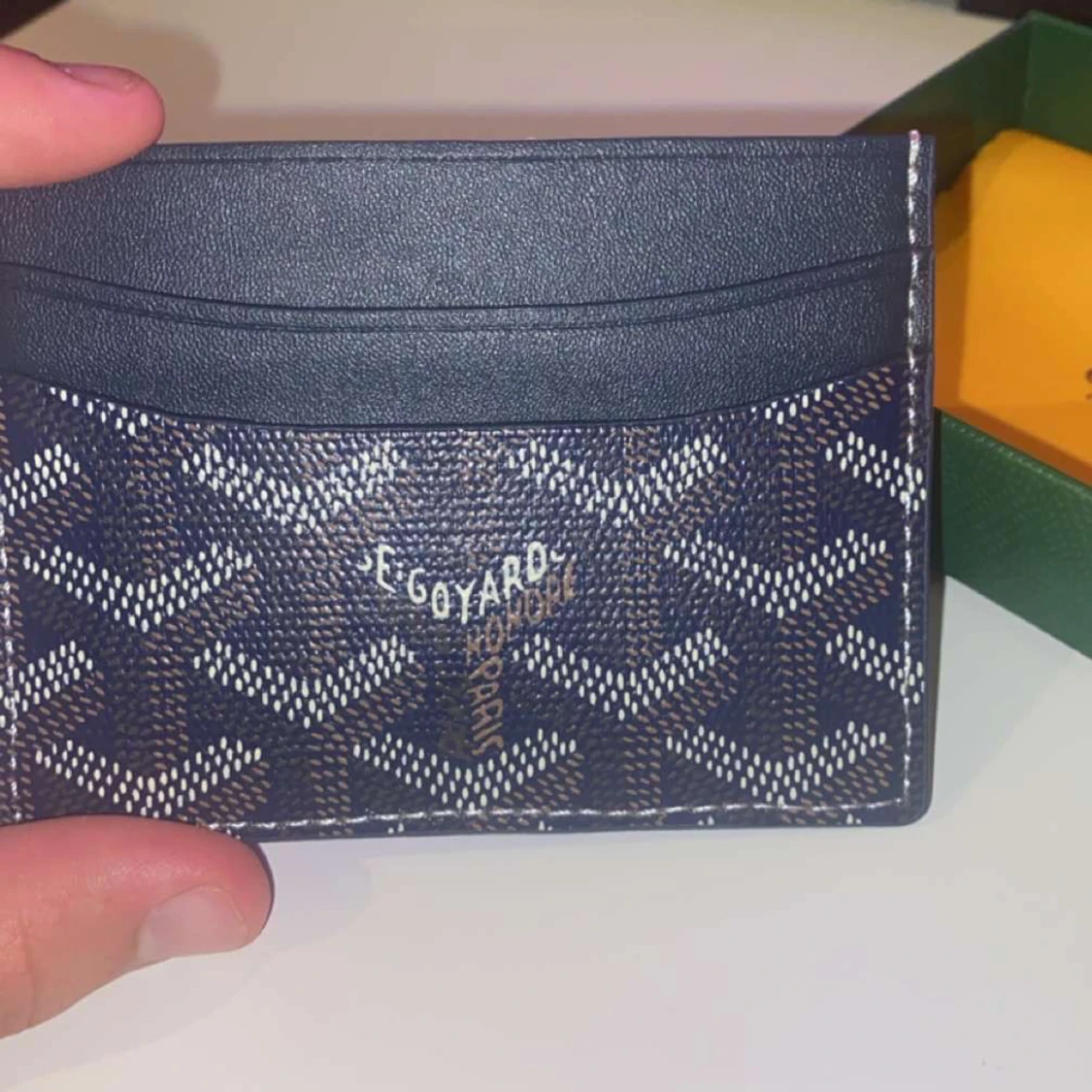  korthållare i mörkblått skinn - 1