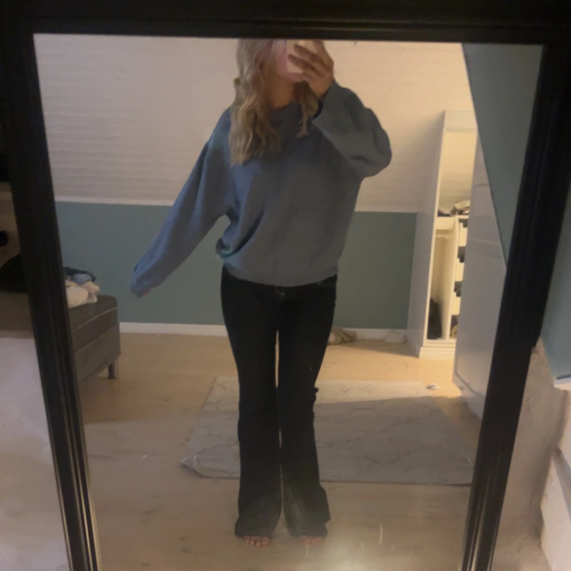 Blå oversized långärmad tröja - 2