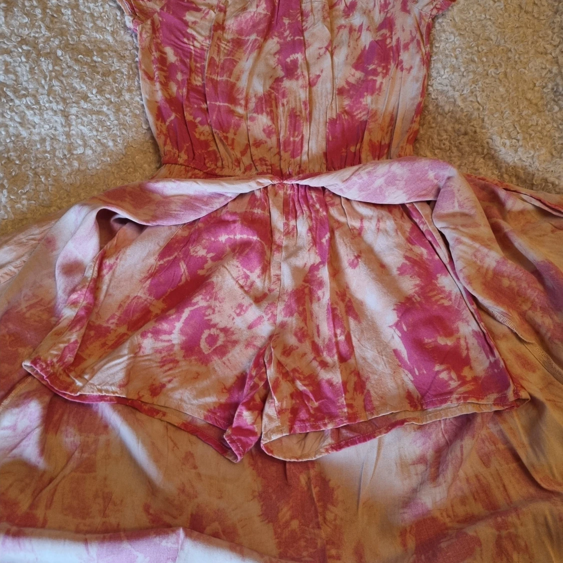 Rosa och gräddvit fläckig klänning - 3