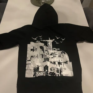 Svart hoodie med tryck av Rio och fåglar - Storlek-s   Skick 8/10 använt typ 6 gånger 