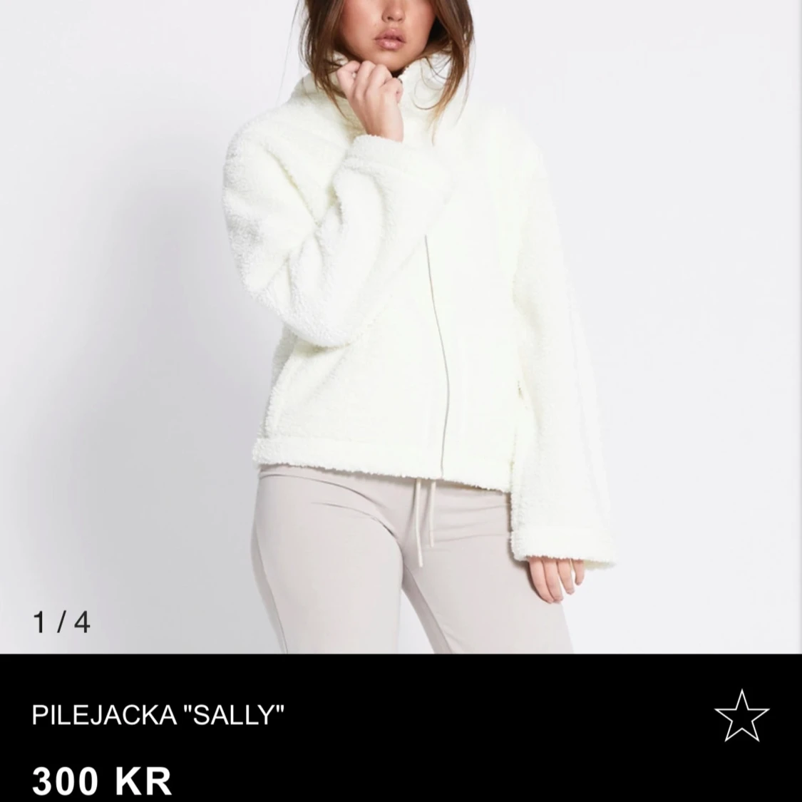 Vit teddyjacka med dragkedja