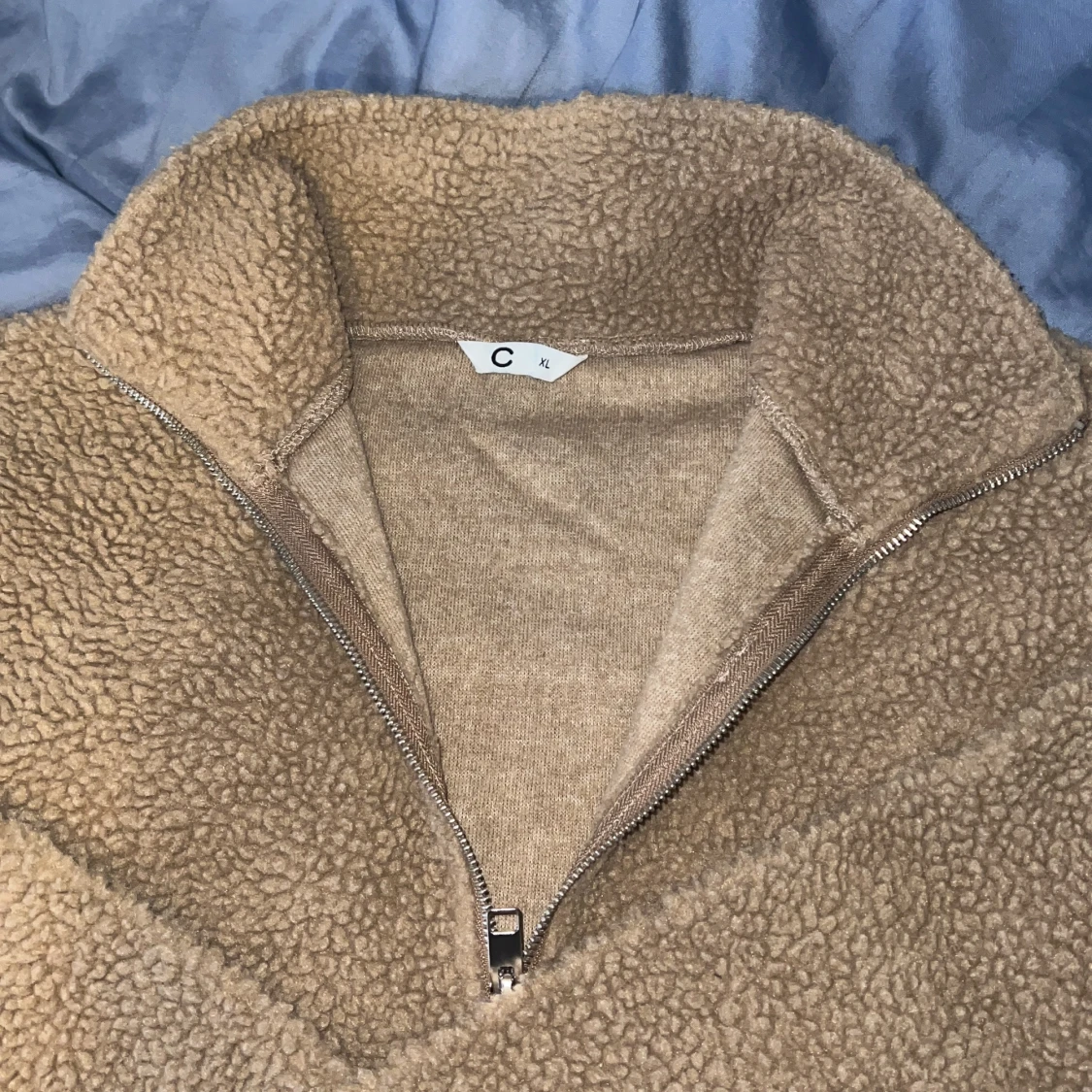 Beige fleece tröja med dragkedja - 2