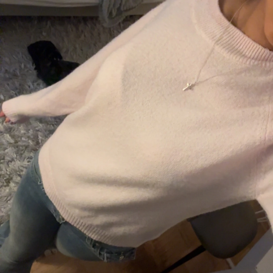 Ljusrosa stickad tröja - 1