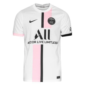 PSG vit och rosa fotbollströja  - Snygg PSG fotbollströja i vitt, rosa och svart. Väldigt lång och är storlek S/M. 