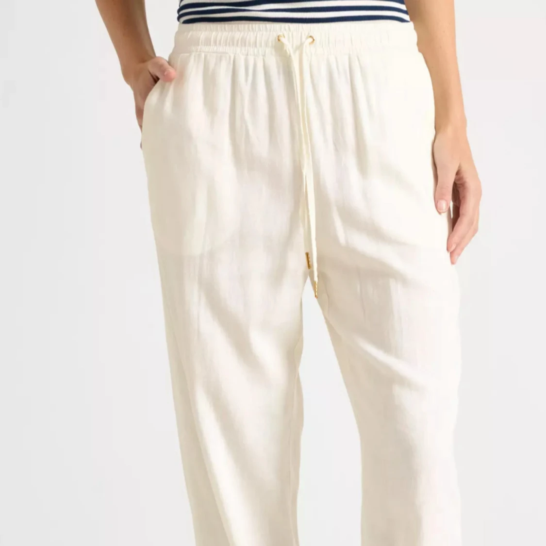 Vita linnebyxor med snörning - 1