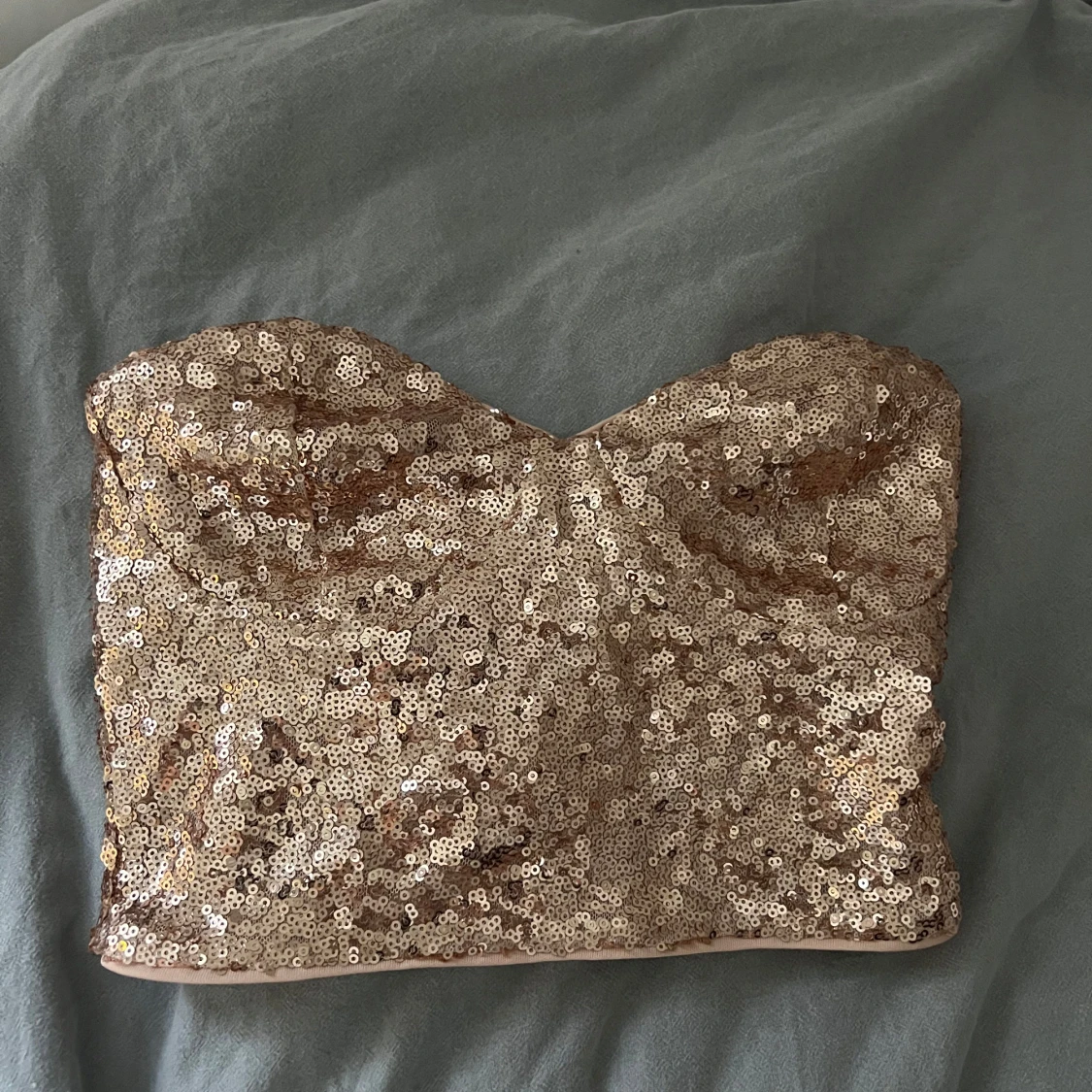 Champagne rosa paljett-tubtopp - 1