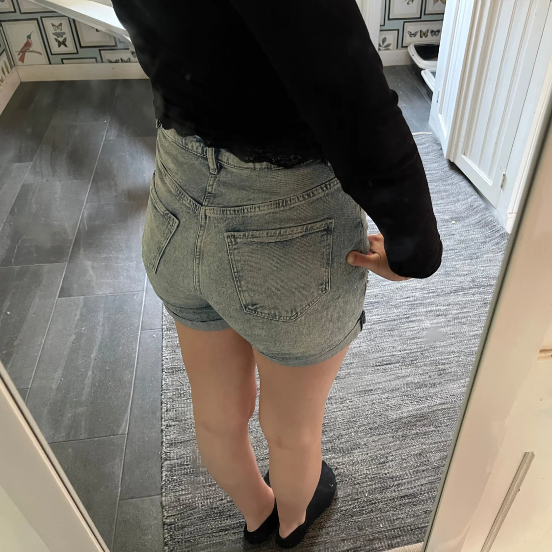 Ljusblå jeansshorts - 2