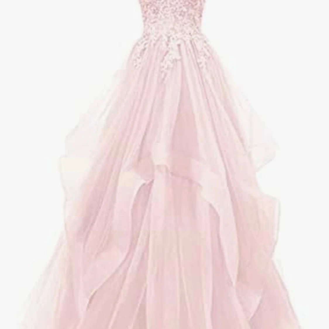 Ljusrosa bal/festklänning med spets och tyll - 1