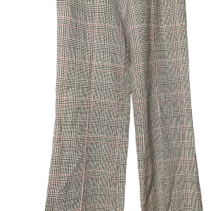Rutiga kostymbyxor med vida ben - Snygga kostymbyxor med svartvitt rutigt mönster och tunna röda linjer. Byxorna har en rak och vid passform, perfekt för en trendig look. Materialet känns mjukt och följsamt. Passar dig som gillar klassisk stil med en twist.