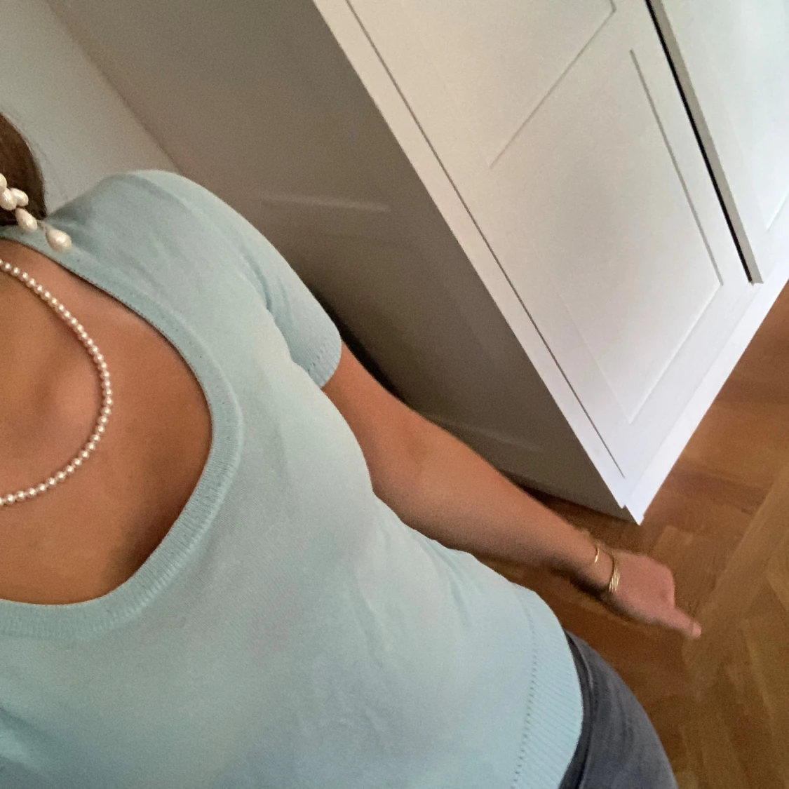 Ljusblå stickad topp  - 1