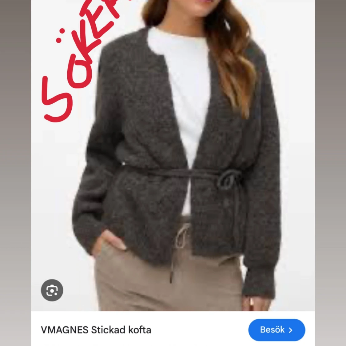 Stickad kofta med knyt från VMAGNES