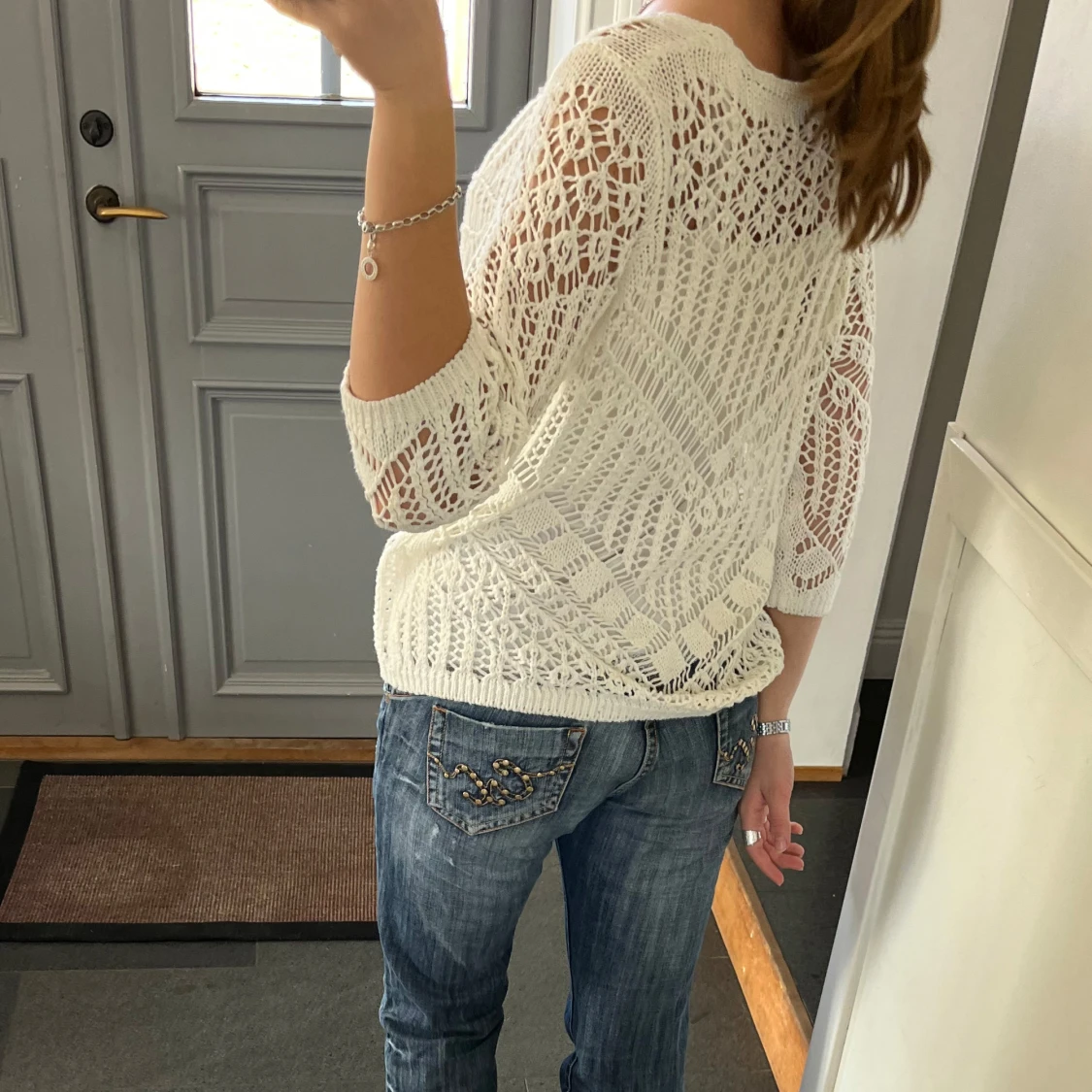 Vit stickad tröja  - 3