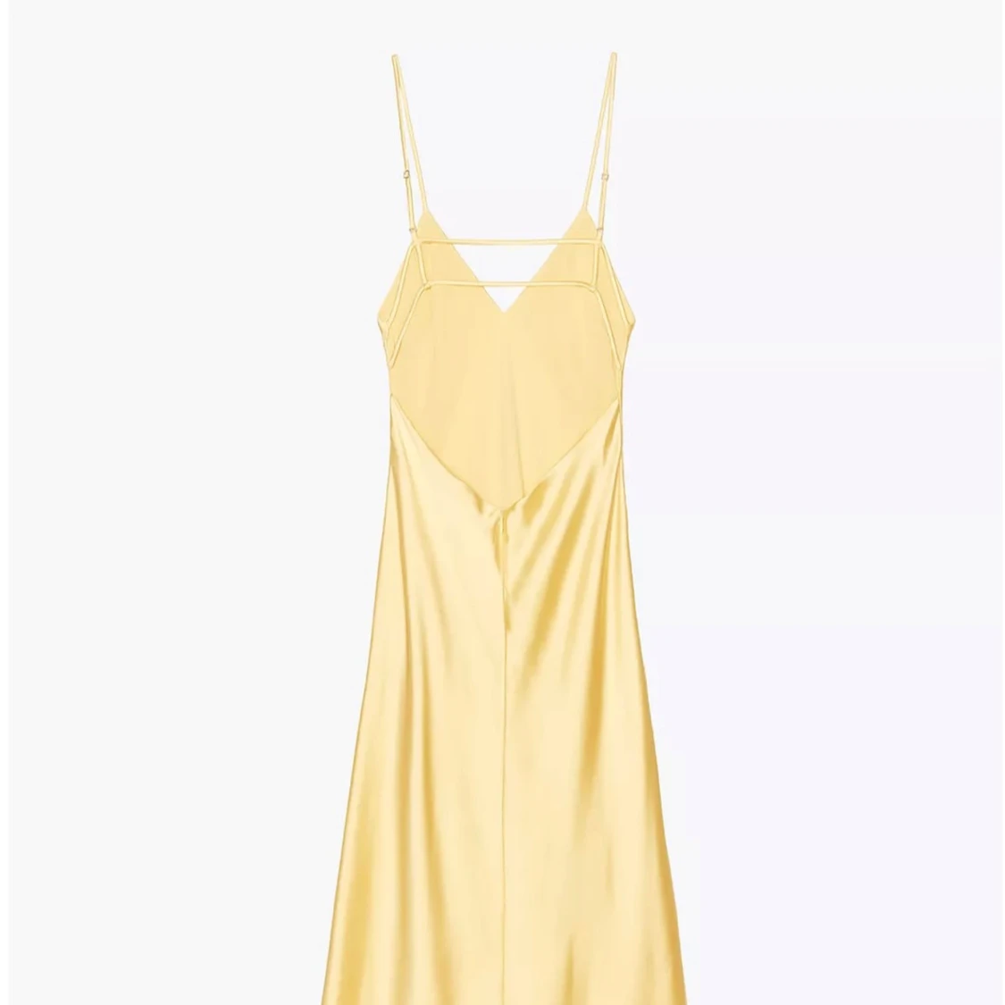 Ljusgul långklänning i satin - 3