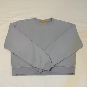 Ljusgrå croppad sweatshirt - En stilren ljusgrå sweatshirt med croppad passform och rund hals. Tröjan har ribbade muddar vid ärmslut och nederkant, samt långa ärmar. Perfekt för en chill och avslappnad look.