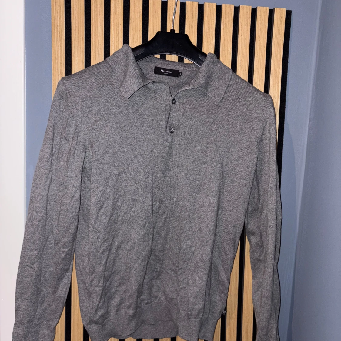 Grå pikétröja med lång ärm från Massimo Dutti