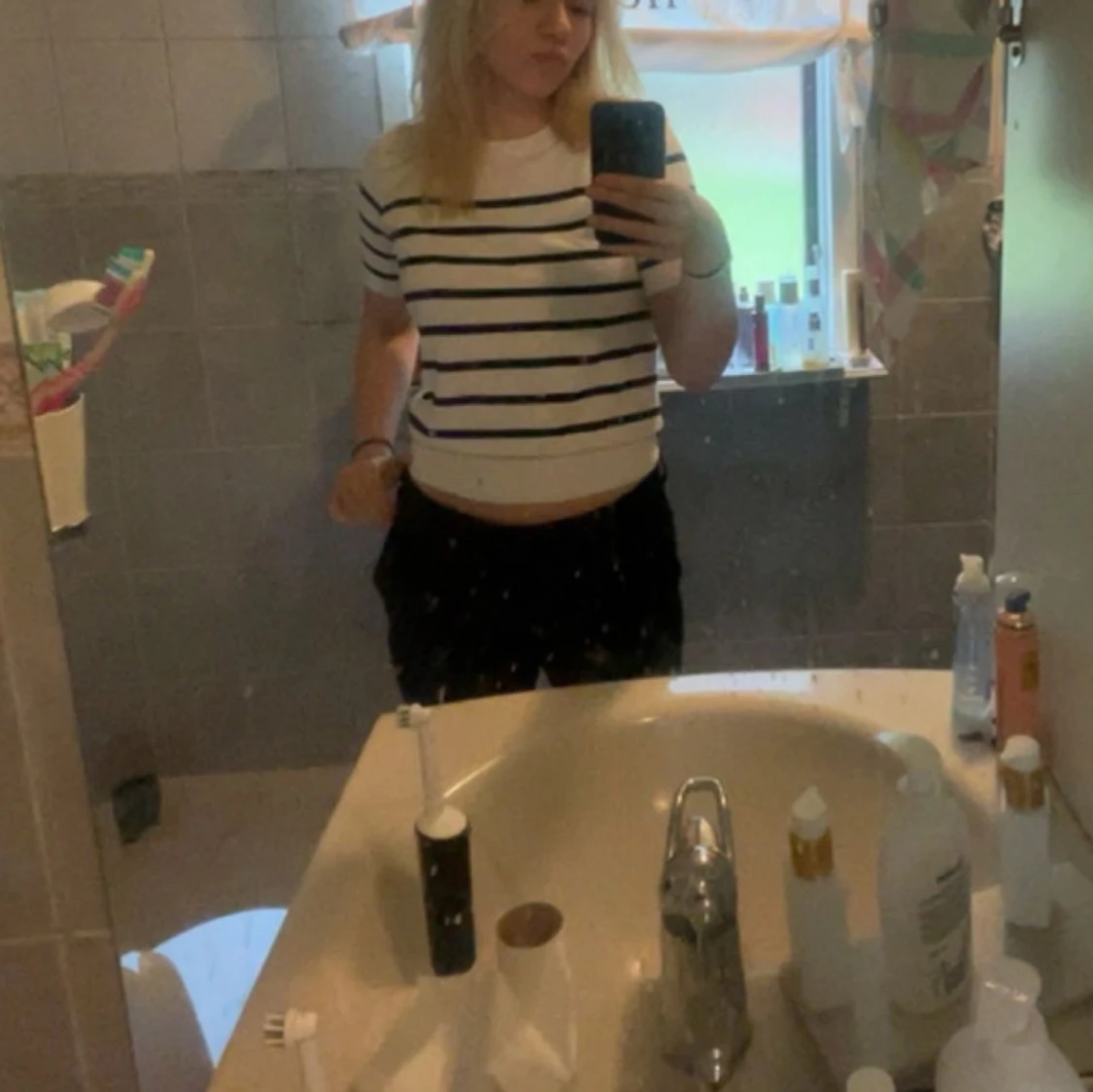 Randig kortärmad tröja från Zara