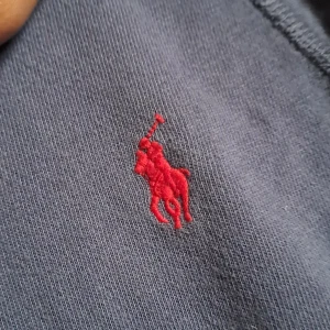 Blå tröja från Polo Ralph Lauren - Säljer en stilren blå tröja från Polo Ralph Lauren med det klassiska röda broderade logotypen på bröstet. Tröjan har långa ärmar och en rund halsringning. Perfekt för en avslappnad och snygg look. Skriv om byten eller funderingar 🙌