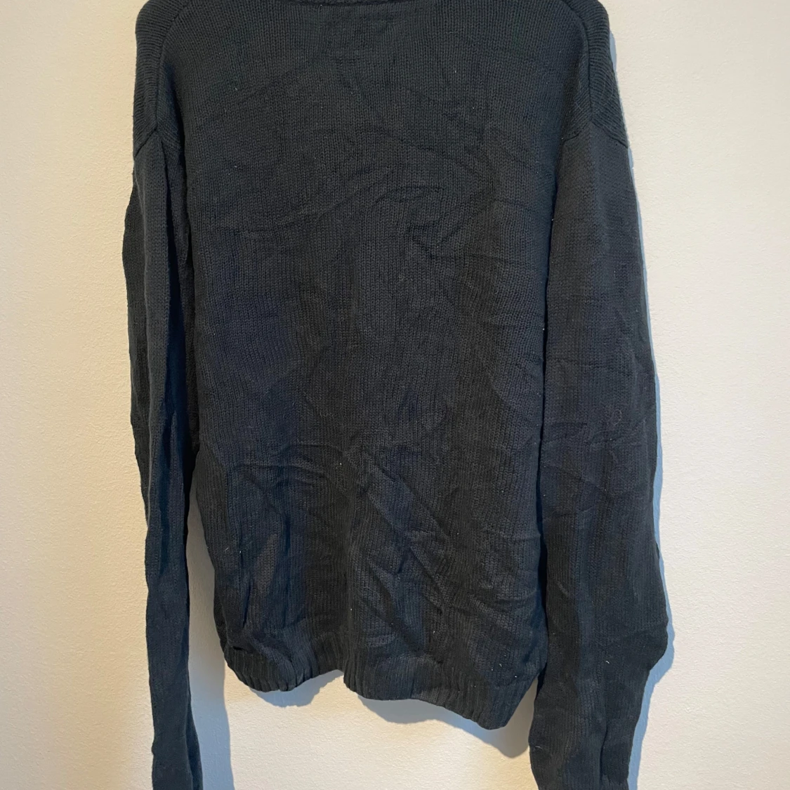 Mörkgrå stickad half zip tröja - 1