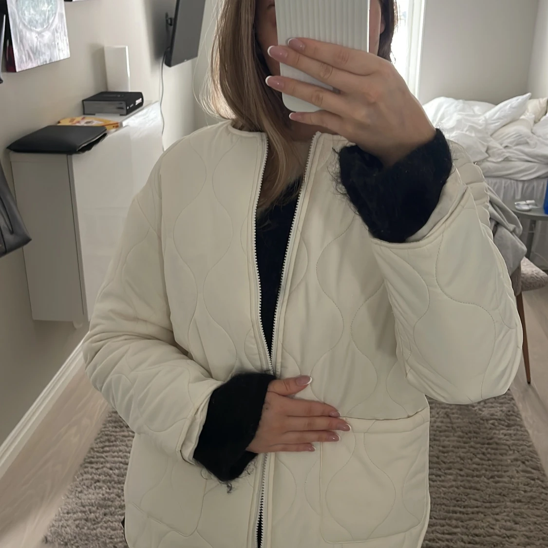 Vit quiltad jacka