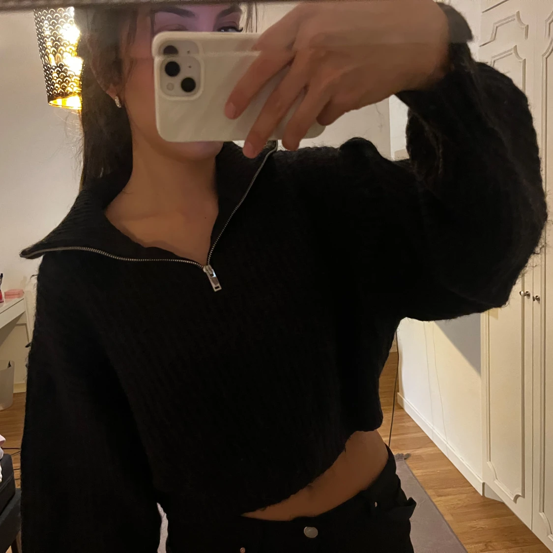 Svart stickad half zip från Gina Tricot - 1