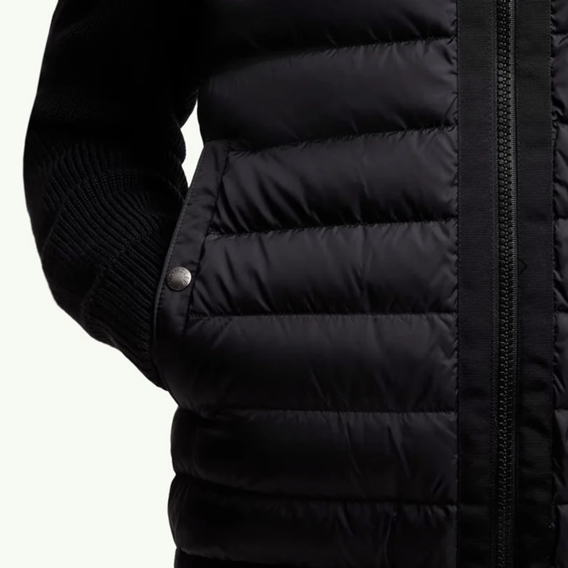 Svart Moncler pufferjacka med stickade ärmar - 2