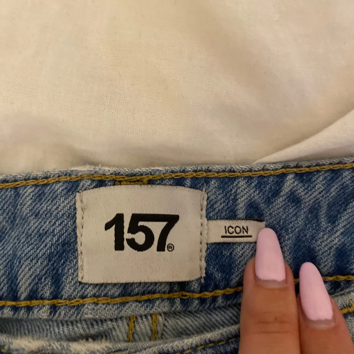 Blå raka jeans från 157, stl S - 2