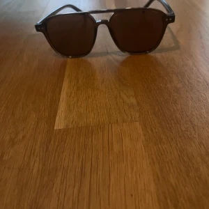 Bruna pilotbågar solglasögon - Snygga solglasögon med  pilotbågar och mörka glas. Klassisk design med dubbla nitar på sidorna och en cool brygga över näsan. Perfekta för att lyfta din stil under soliga dagar.