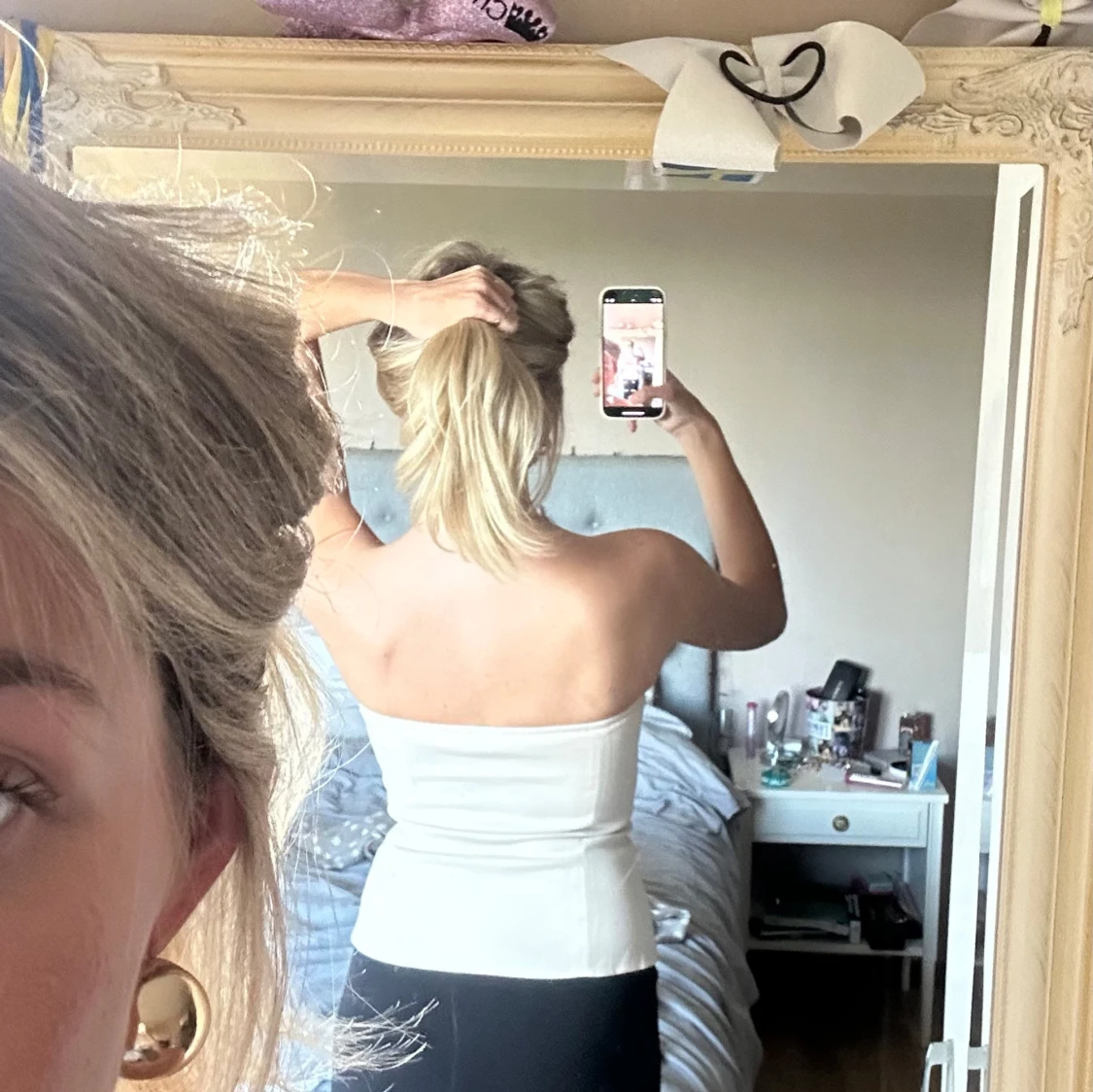 Beige korsett-topp med knappar - 2